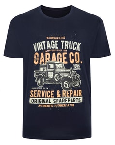 Bigdude Vintage Truck Print T-Shirt Navy Tall